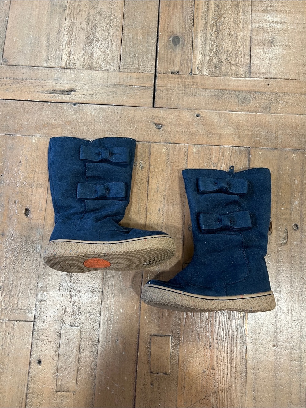 Livie & Luca Neve blue suede bow boots little girl 6 calf height